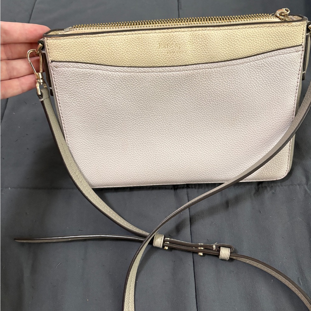 kate spade Two-Tone Pebbled Leather Crossbody in Cream and Lavender